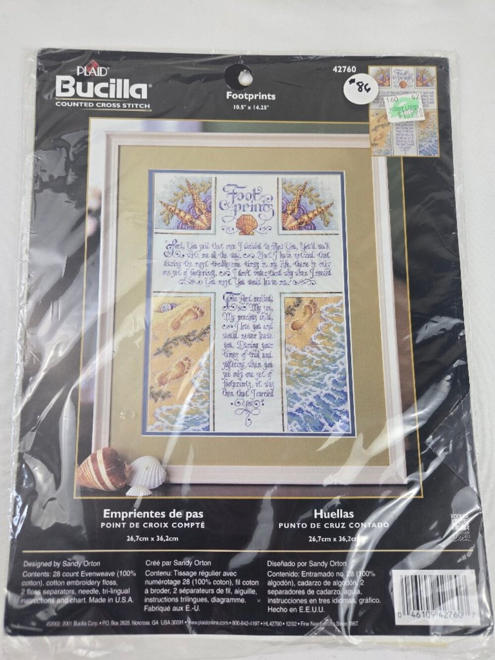 Plaid Bucilla #42760 Footprints Counted Cross Stich Kit NWT Hobby Crafts Gifts